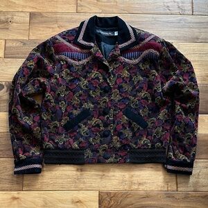 Vtg Canvasbacks paisley and corduroy mixed media bolero bomber jacket